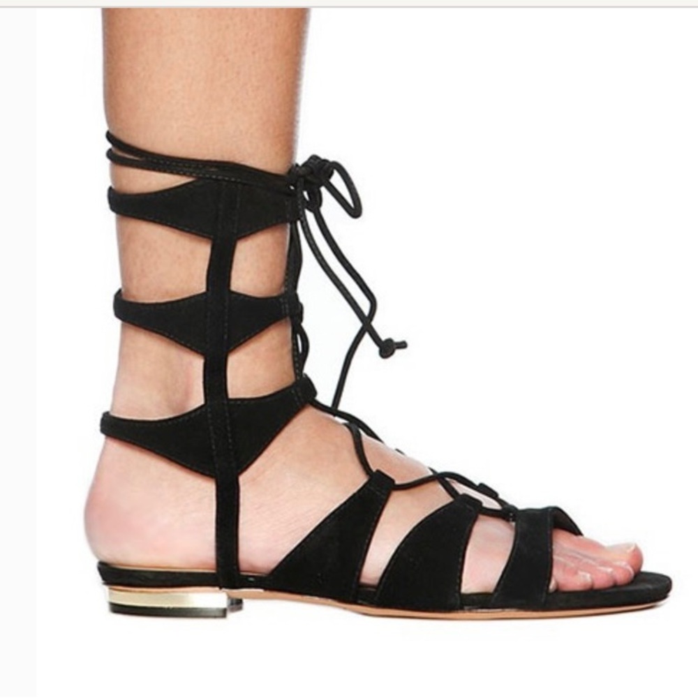 SCHUTZ Black Suede Gladiator Sandals